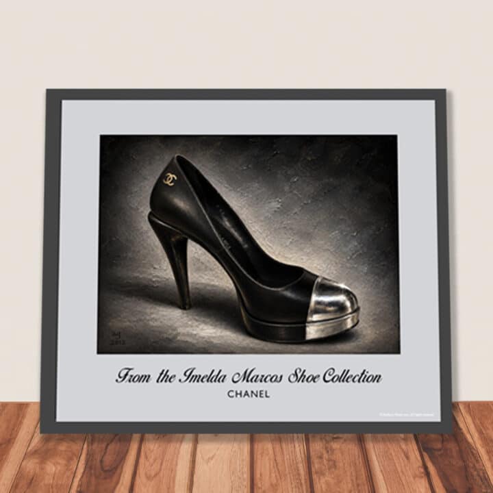 Chanel Imelda Marcos Shoe Print framed and ready for wall display