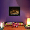 Framed Christian Dior D’Orsay Pump art print from the Imelda Marcos Shoe Collection displayed as bedroom wall art.
