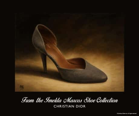 Christian Dior D’Orsay Pump from the Imelda Marcos Shoe Collection, featuring brown suede, almond toe and tan leather lining.