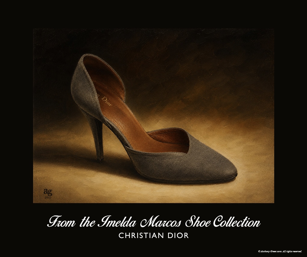 Christian Dior D’Orsay Pump from the Imelda Marcos Shoe Collection, featuring brown suede, almond toe and tan leather lining.