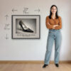 Dolce & Gabbana Eel Skin Pump framed art print showing 30 × 24 inch (76 × 61 cm) size beside a person for scale.