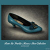 Givenchy Paris Kitten Heel in textured turquoise leather with gold and teal fabric bow from the Imelda Marcos Shoe Collection.