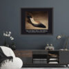 Manolo Blahnik Rhinestone Heels art print displayed in a dark contemporary interior, from the Imelda Marcos Shoe Collection