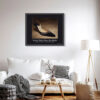 Manolo Blahnik Rhinestone Heels art print displayed in a contemporary living room, from the Imelda Marcos Shoe Collection