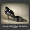 Renata Iridescent Stiletto Pumps with petrol-effect leather and black suede piping from the Imelda Marcos Shoe Collection