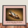 Framed Roger Vivier Bronze Gold Pumps art print with silver buckle and chisel toe, ready for hanging