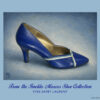 Yves Saint Laurent midnight blue heels with sky blue and white trim from the Imelda Marcos Shoe Collection