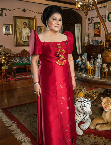 Portrait of Imelda Marcos, whose famous shoe collection inspired the museum-quality art prints created by A. J. Green for Sole Support.