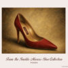 Prada Red Velvet Pumps from the Imelda Marcos Shoe Collection with gold metallic lining and high stiletto heel
