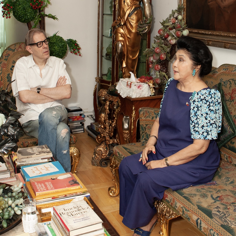 A. J. Green and Imelda Marcos Discuss Shoes for the Painting Collection