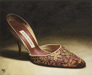 Manolo Blahnik tapestry embroidered heel from the Imelda Marcos shoe collection